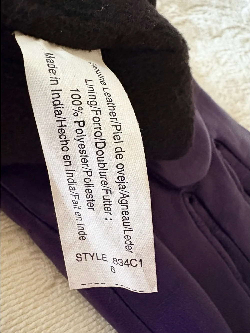 Aris Genuine Leather Lined Gloves | Purple |Size 8 | Style 834C1